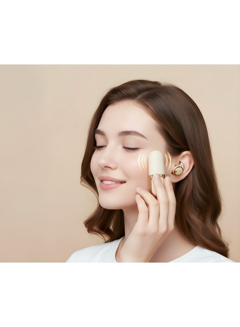 porodo Dream TWS Wireless Earbuds with Skin Massager, Bluetooth 5.3, In-Ear Ergonomic Fit, 4–5H Playtime, 3-Mode Vibration Massage, IPX4 Water Resistance, USB-C Charging - Beige - Image 4